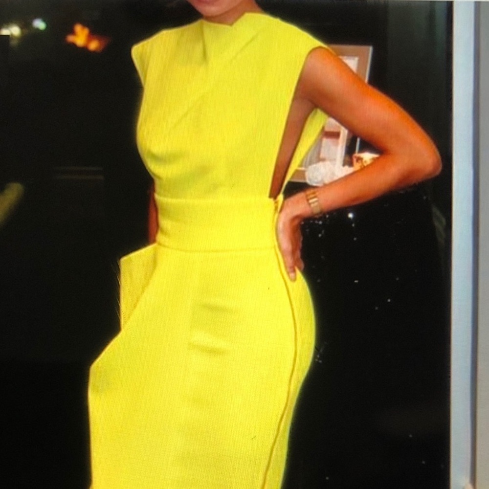 Chic fashionable yellow party dress